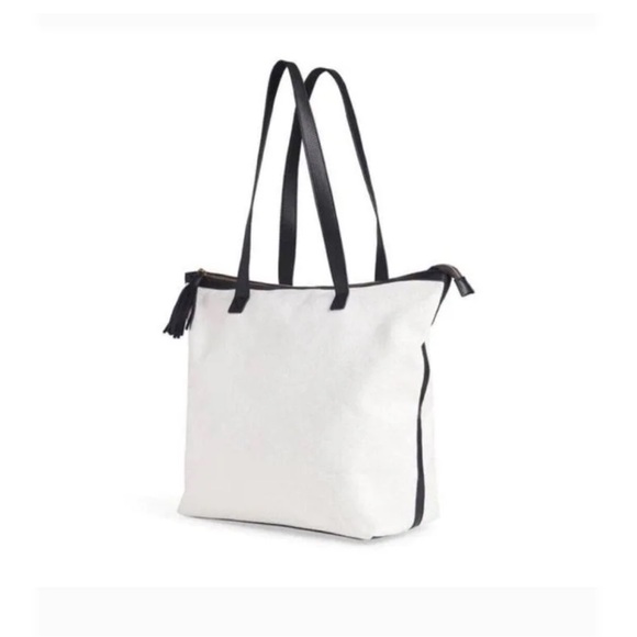 Walter Baker Day Tripper NWT Carly Bag Natural White Canvas • Vegan Leather Tote - Picture 6 of 6